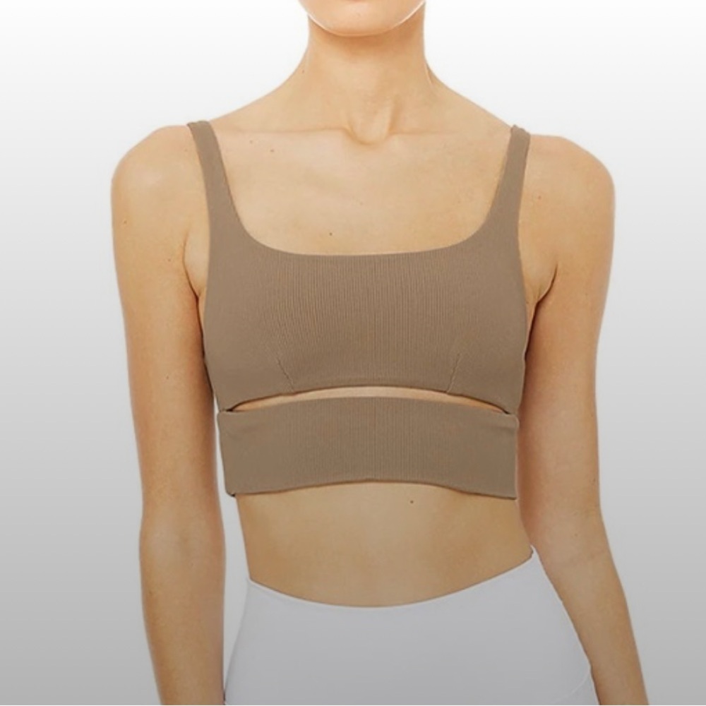 ALO Slit Bra in Gravel color